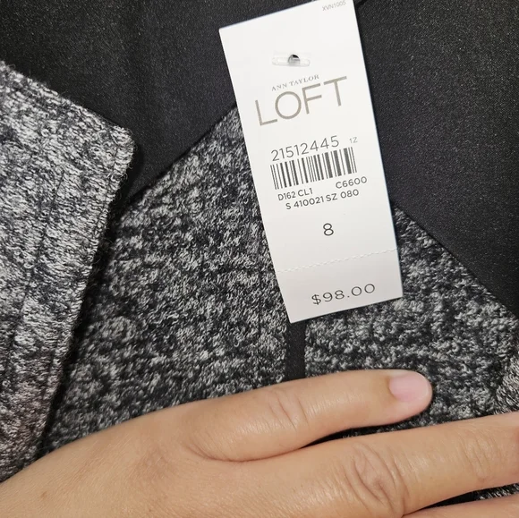 Ann Taylor LOFT Textured Knit Open Front Jacket, Size 8, Gray/Black, NWT - Picture 7 of 10